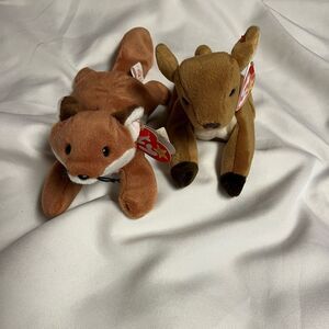 Ty Beanie Babies Whisper‎ Deer Plush - Brown and White